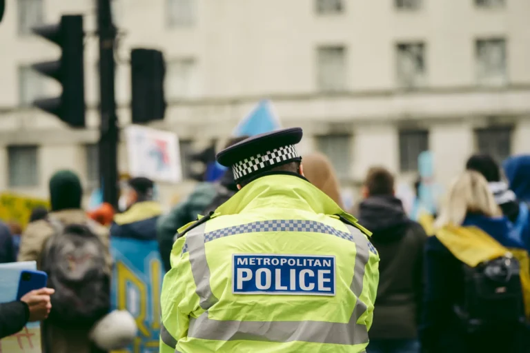 Police at a protest