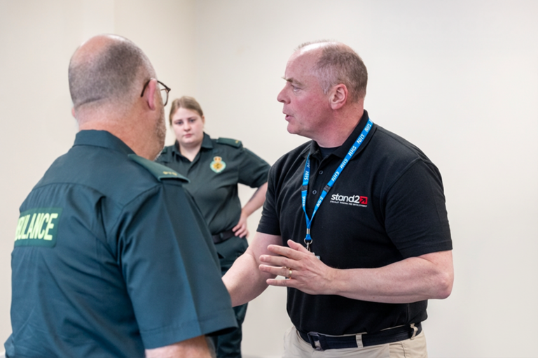 Stand2 trainer teaching a paramedic