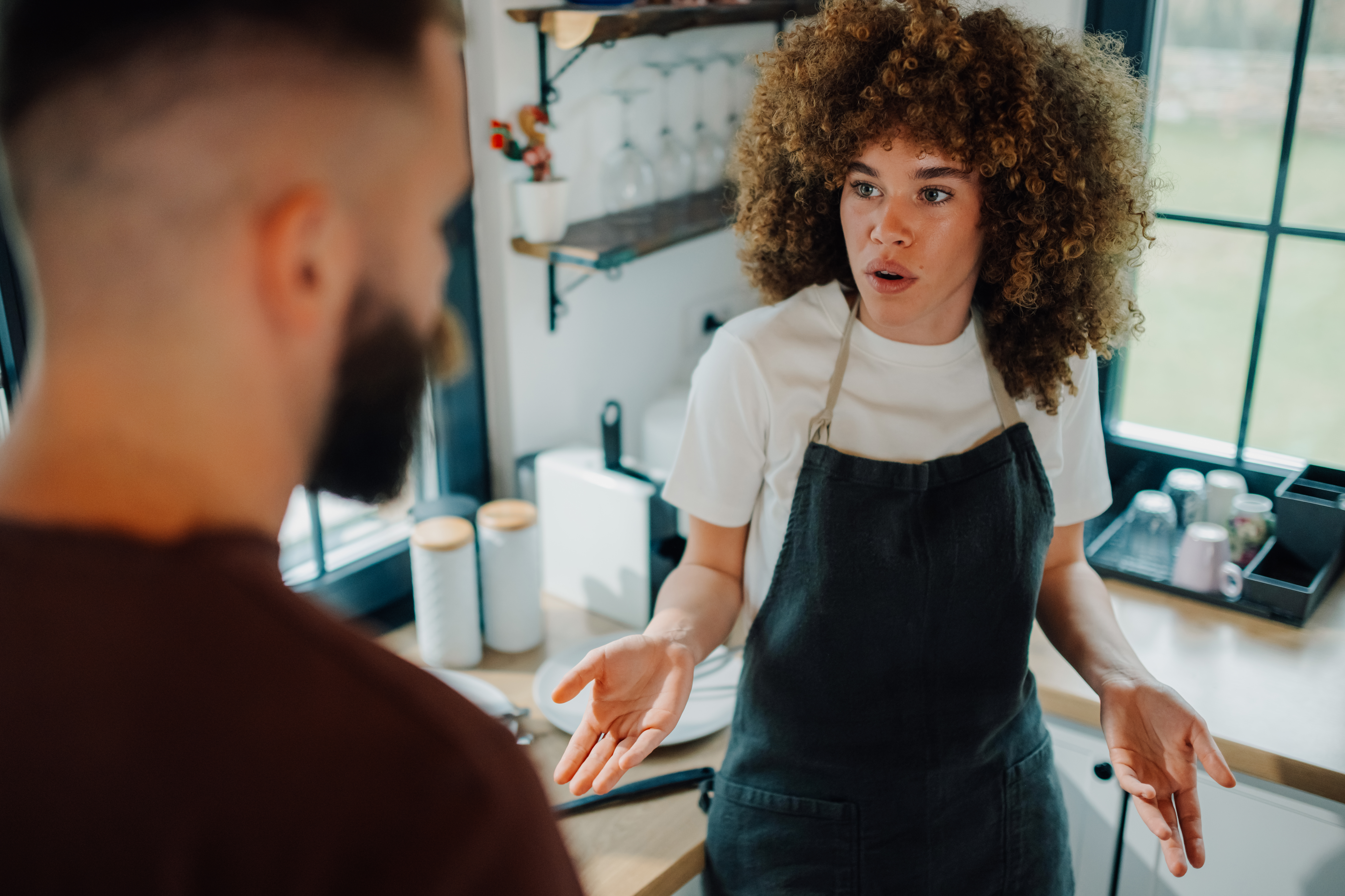 woman dealing with a rude customer