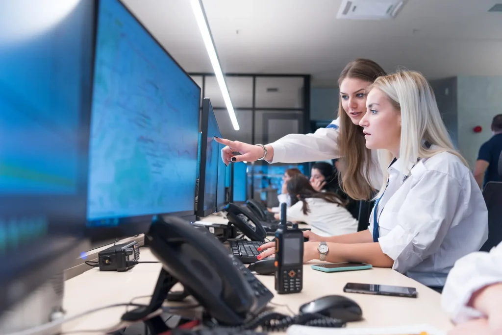 Train staff in a control room